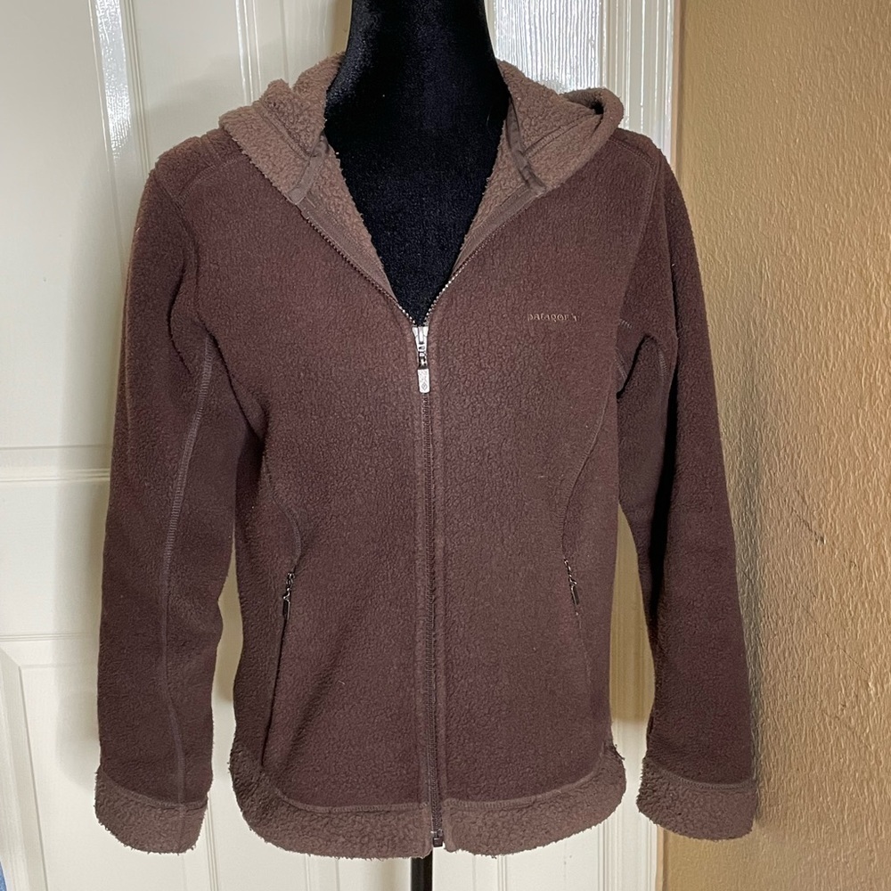 Patagonia Synchilla Women brown Trim Full Zip Hood Fleece Jacket Medium‌‌‌‌‌‌‌‍‍